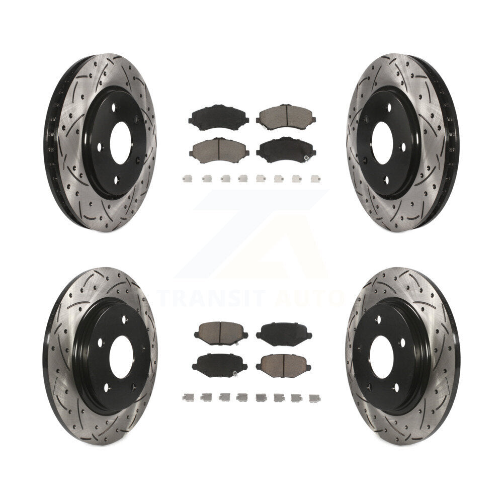 Front Rear Drill Slot Brake Rotor Ceramic Pad Kit For Dodge Grand Caravan Town &