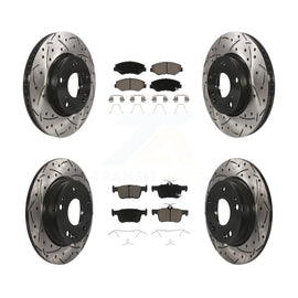 Front Rear Coated Drilled Slot Disc Brake Rotors Ceramic Pad Kit For Honda Civic