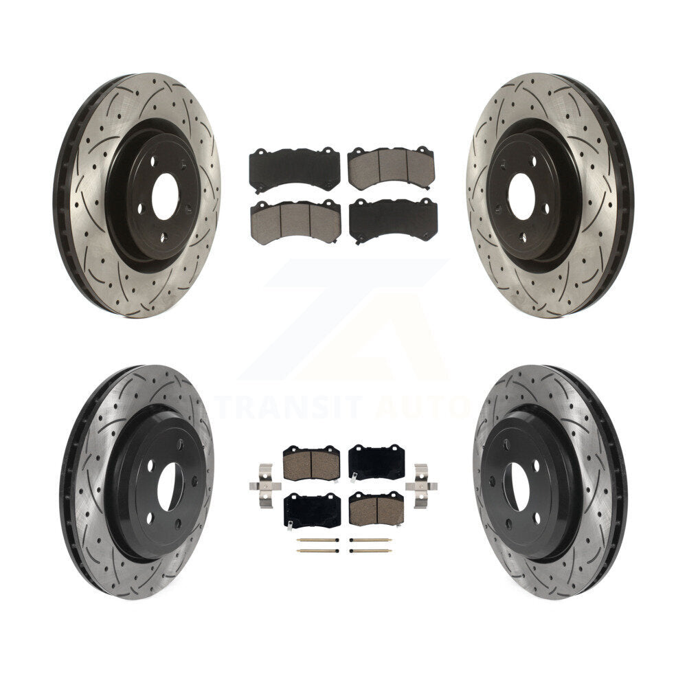 Front Rear Drill Slot Brake Rotors Ceramic Pad Kit For Jeep Grand Cherokee Dodge