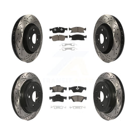 Front Rear Drilled Slot Brake Rotor Ceramic Pad Kit For Dodge Durango Jeep Grand