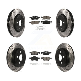 Front Rear Coated Drill Slot Disc Brake Rotors Ceramic Pad Kit For Dodge Durango