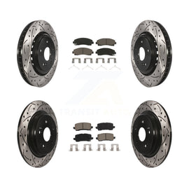 [Front+Rear] 2015-2020 Acura TLX Performance Drilled & Slotted Brake Rotor & Ceramic Pads Kit For Max Braking