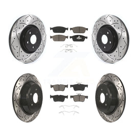 Front Rear Coated Drilled Slot Disc Brake Rotors Ceramic Pad Kit For Lincoln MKC
