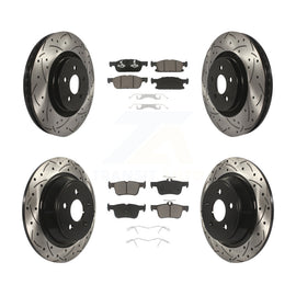 Front Rear Drill Slot Disc Brake Rotor Ceramic Pad Kit For Ford Edge Lincoln MKX