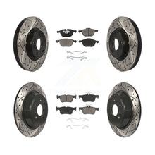 Charger l'image dans la galerie, Front Rear Coated Drilled Slot Disc Brake Rotors Ceramic Pad Kit For Ford Escape