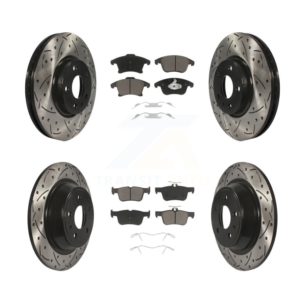 Front Rear Drilled Slot Brake Rotors Ceramic Pad Kit For Ford Fusion Lincoln MKZ
