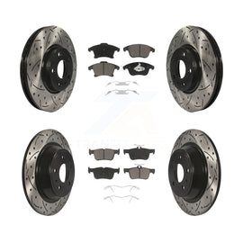 Front Rear Drilled Slot Brake Rotors Ceramic Pad Kit For Ford Fusion Lincoln MKZ