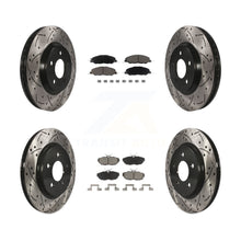 Load image into Gallery viewer, Front Rear Coated Drilled Slot Disc Brake Rotor Ceramic Pad Kit For Ford Mustang