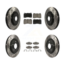 Load image into Gallery viewer, Front Rear Coated Drilled Slot Disc Brake Rotor Ceramic Pad Kit For Ford Mustang