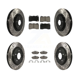Front Rear Coated Drilled Slot Disc Brake Rotor Ceramic Pad Kit For Ford Mustang