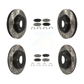 Front Rear Drilled Slot Disc Brake Rotors Ceramic Pad Kit For Mazda 3 Sport 2.5L