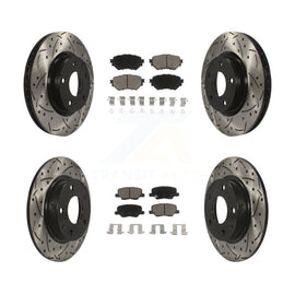 Front Rear Drilled Slot Disc Brake Rotors Ceramic Pad Kit For Mazda 3 Sport 2.5L