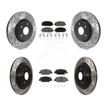 Load image into Gallery viewer, Front Rear Coated Drilled Slot Disc Brake Rotor &amp; Ceramic Pad Kit For Honda CR-V