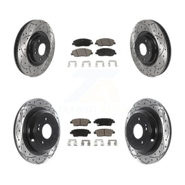 Front Rear Drill Slot Brake Rotors Ceramic Pad Kit For 2012 Hyundai Genesis 3.8L