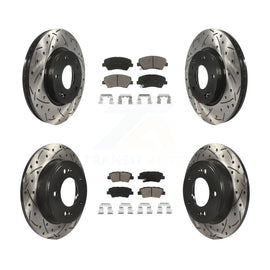 Front Rear Drill Slot Brake Rotors Ceramic Pad Kit For Hyundai Elantra Kia Forte
