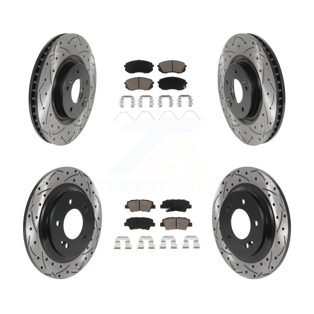 Front Rear Drill Slot Brake Rotors Ceramic Pad Kit For Hyundai Sonata GAS engine