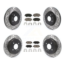 Load image into Gallery viewer, Front Rear Coated Drilled Slotted Disc Brake Rotor &amp; Ceramic Pad Kit For Kia Rio