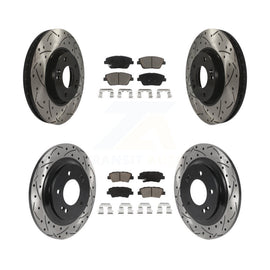 Front Rear Coated Drilled Slot Disc Brake Rotor & Ceramic Pad Kit For Kia Optima