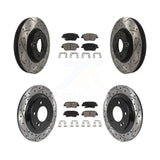 Front Rear Coated Drilled Slot Disc Brake Rotor & Ceramic Pad Kit For Kia Optima