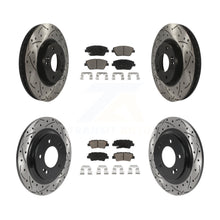 Load image into Gallery viewer, Front Rear Coated Drilled Slot Disc Brake Rotor &amp; Ceramic Pad Kit For Kia Optima