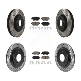 Front Rear Coated Drilled Slot Disc Brake Rotor & Ceramic Pad Kit For Kia Optima