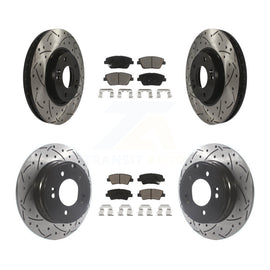 Front Rear Drill Slot Brake Rotors Ceramic Pad Kit For Hyundai Sonata Kia Optima