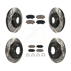 Front Rear Drill Slot Brake Rotors Ceramic Pad Kit For Kia Forte Hyundai Elantra