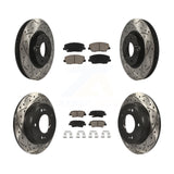 Front Rear Drilled Slot Disc Brake Rotor Ceramic Pad Kit For Kia Forte Forte5 SX