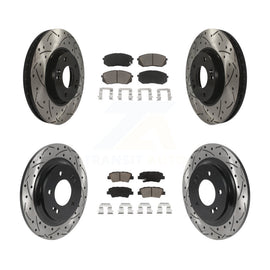 Front Rear Coated Drilled Slot Disc Brake Rotors Ceramic Pad Kit For Kia Soul EV