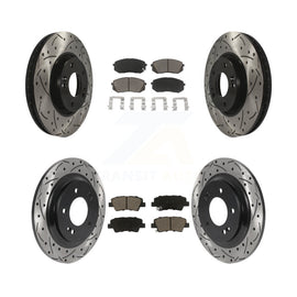 Front Rear Coated Drilled Slot Disc Brake Rotors Ceramic Pad Kit For Kia Soul EV