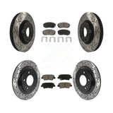 Front Rear Coated Drilled Slot Disc Brake Rotors Ceramic Pad Kit For Kia Soul EV