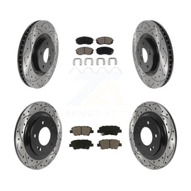Front Rear Coated Drilled Slot Disc Brake Rotor & Ceramic Pad Kit For Kia Optima