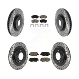 Front Rear Coated Drilled Slot Disc Brake Rotor & Ceramic Pad Kit For Kia Optima