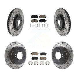 Front Rear Coated Drilled Slot Disc Brake Rotor & Ceramic Pad Kit For Kia Optima
