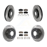 Front Rear Coated Drilled Slot Disc Brake Rotor & Ceramic Pad Kit For Kia Optima