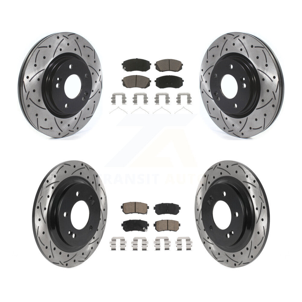 Front Rear Drilled Slot Brake Rotor Ceramic Pad Kit For Kia Optima LX/EX/LX 1.6T