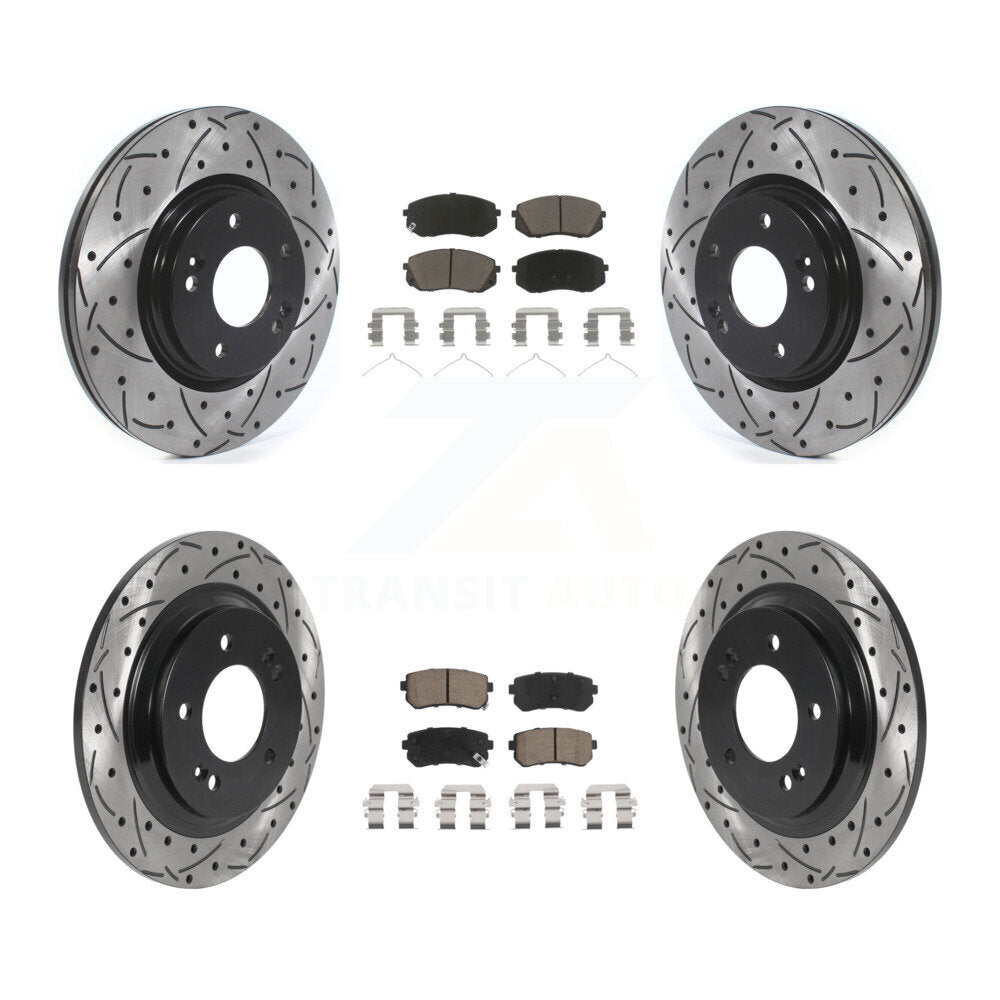 Front Rear Drilled Slot Brake Rotor Ceramic Pad Kit For Kia Optima LX/EX/LX 1.6T