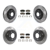 Front Rear Coated Drilled Slot Disc Brake Rotor & Ceramic Pad Kit For Kia Optima