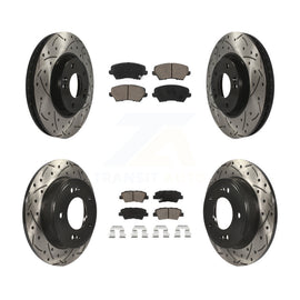 [Front+Rear] 2017 Kia Forte Koup SX Performance Drilled & Slotted Brake Rotor & Ceramic Pads Kit For Max Braking