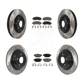 [Front+Rear] 2009-2014 Acura TL Performance Drilled & Slotted Brake Rotor & Ceramic Pads Kit For Max Braking