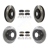 Front Rear Drilled Slot Disc Brake Rotor Ceramic Pad Kit For Hyundai Sonata 3.3L