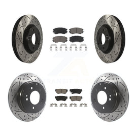 Front Rear Drilled Slot Disc Brake Rotor Ceramic Pad Kit For Hyundai Sonata 3.3L