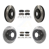 Front Rear Drilled Slot Disc Brake Rotor Ceramic Pad Kit For Hyundai Sonata 3.3L