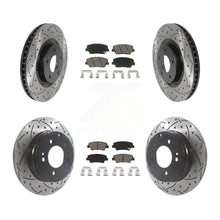 Charger l'image dans la galerie, Front Rear Coated Drill Slot Disc Brake Rotors Ceramic Pad Kit For Hyundai Azera