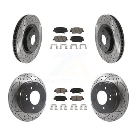 Front Rear Coated Drill Slot Disc Brake Rotors Ceramic Pad Kit For Hyundai Azera