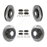Front Rear Coated Drill Slot Disc Brake Rotors Ceramic Pad Kit For Hyundai Azera