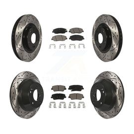 Front Rear Drilled Slot Brake Rotor Ceramic Pad Kit For Hyundai Santa Fe XL 3.3L