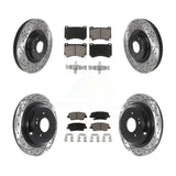 Front Rear Drill Slot Disc Brake Rotors Ceramic Pad Kit For Hyundai Genesis 4.6L