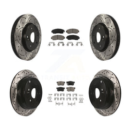 Front Rear Coated Drilled Slotted Disc Brake Rotor Ceramic Pad Kit For Acura RDX