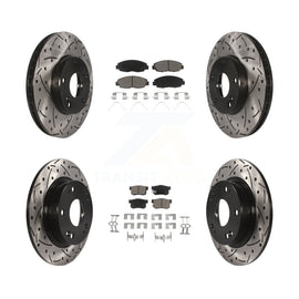 Front Rear Drill Slot Brake Rotors Ceramic Pad Kit For 14-15 Honda Civic Touring